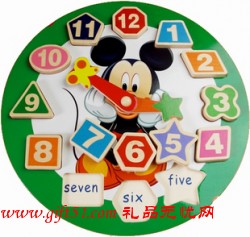 益智玩具 木質卡通時鐘拼圖