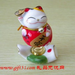 招財貓彈簧擺飾