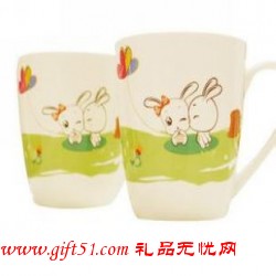 小兔卡通骨瓷對杯 兒童節禮品