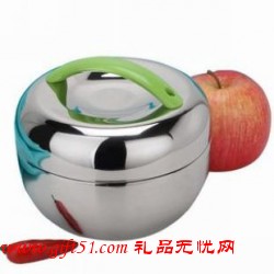 蘋果雙層不銹鋼保溫飯盒定制 保溫飯盒定做