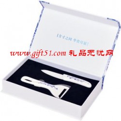 時尚青花陶瓷削皮器套裝定做,削皮刀/水果刀套裝定制