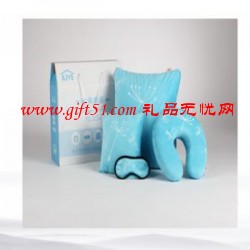 淺藍抱枕被商旅套裝